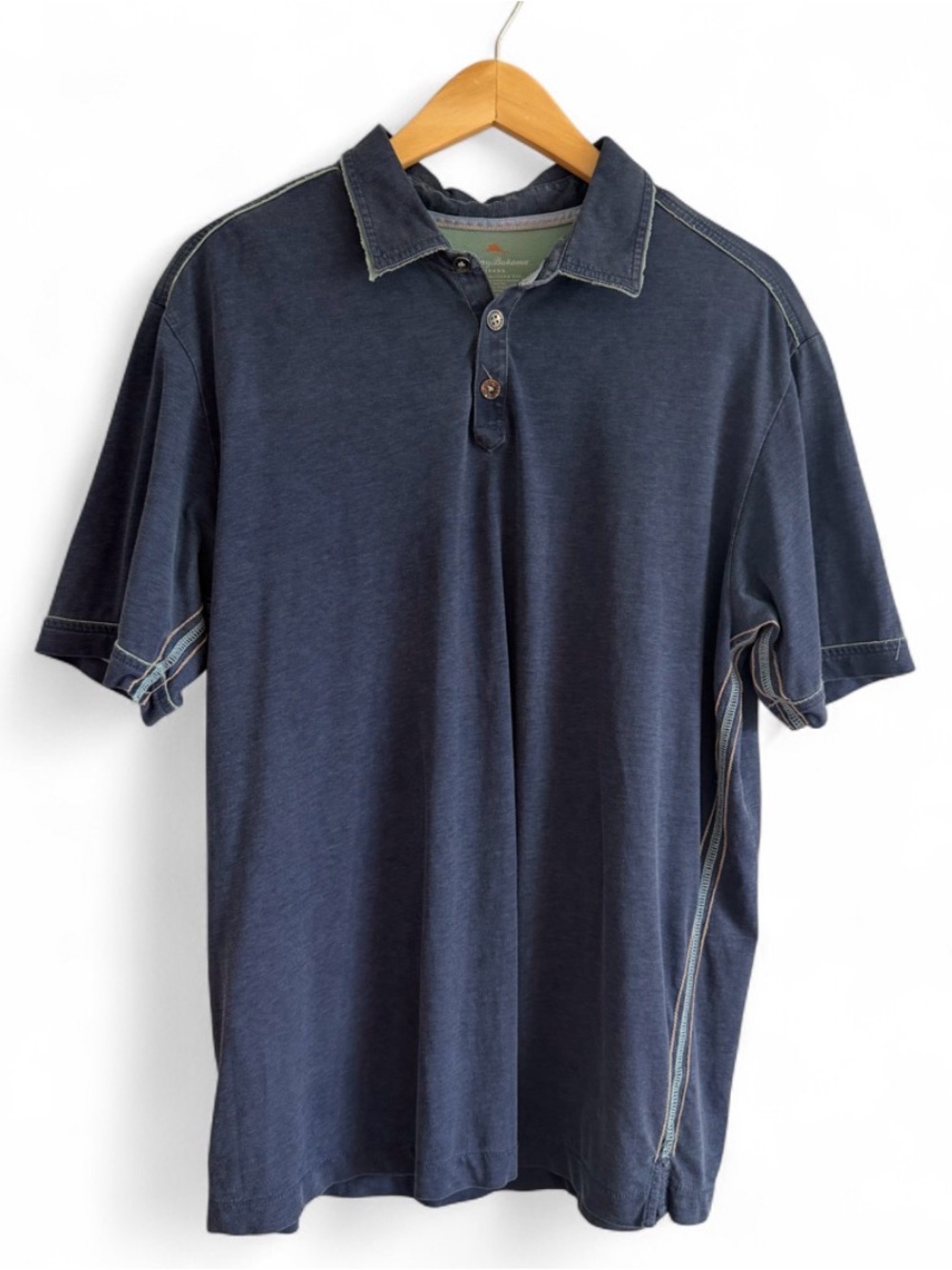 Tommy Bahama Polo Shirt Modern Fit 100% Pima Cotton Slub Knit Island Coastal L